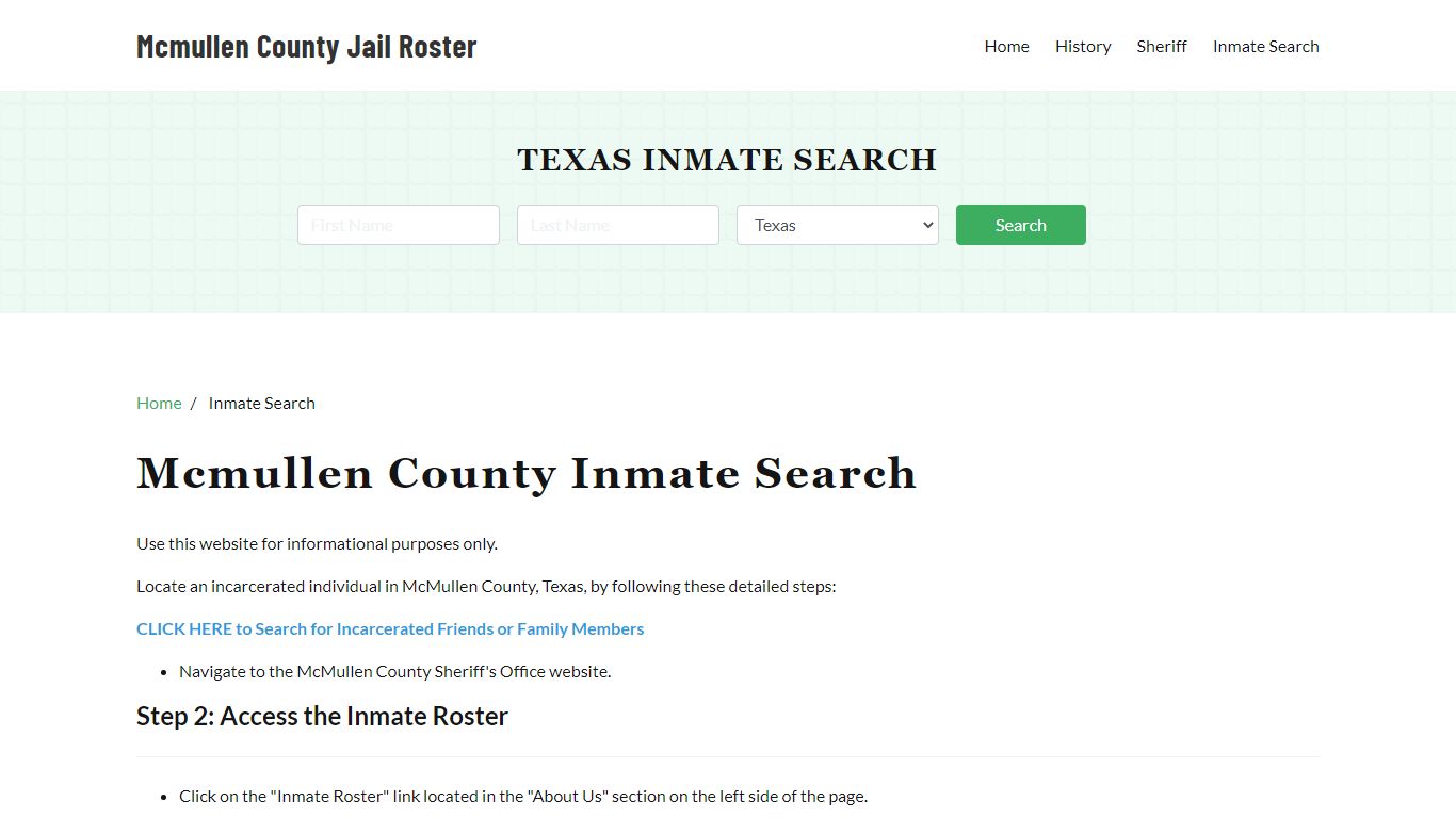 Mcmullen County, TX Detainee Lookup