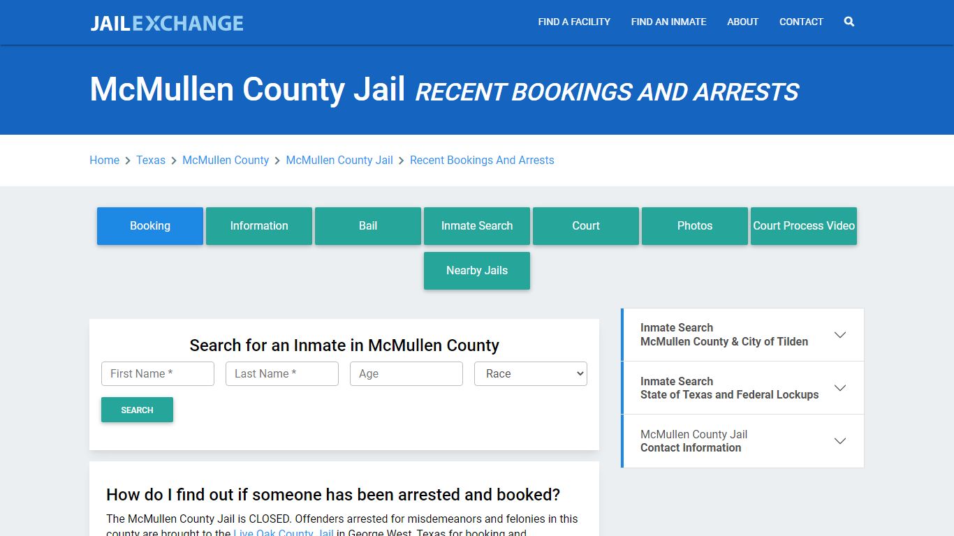 McMullen County Jail Recent Bookings And Arrests - Jail Exchange