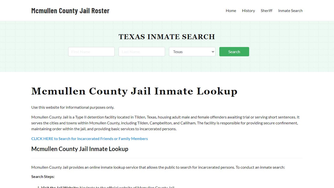 Mcmullen County Jail Roster Lookup, TX, Inmate Search