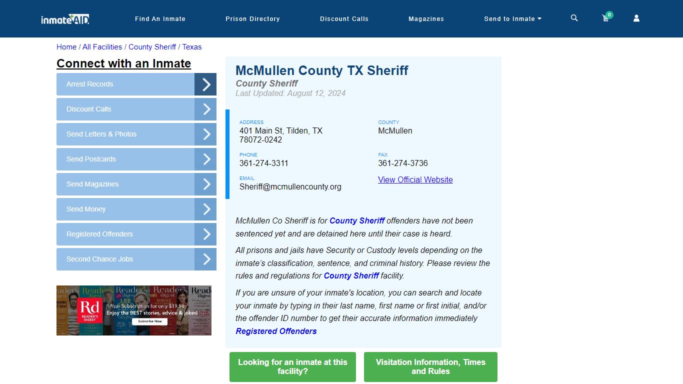 McMullen County TX Sheriff & Arrest Search - InmateAid